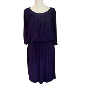 Enfocus Studio Womens Purple 3/4 Split Sleeve Scoop Neck Casual Blouson …